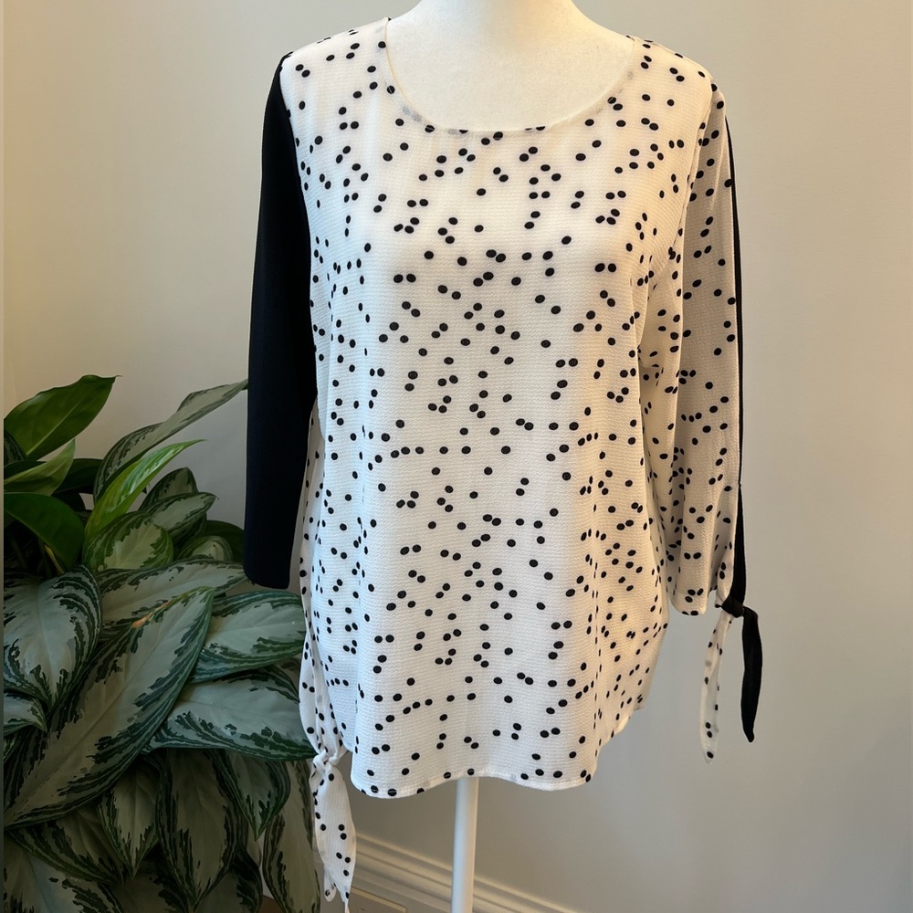 Meme Black and White Polka Dot Blouse